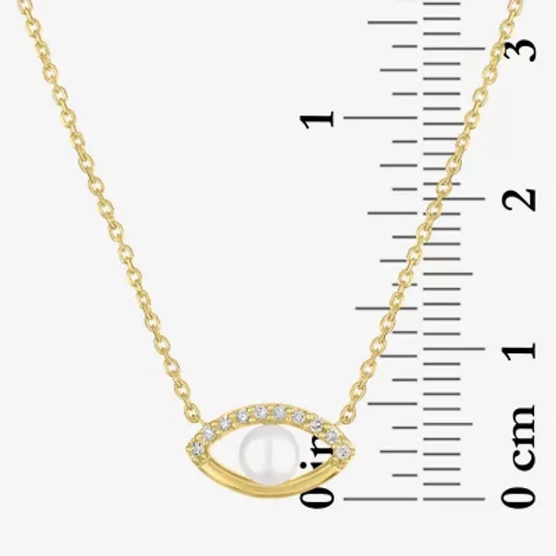 Diamond Addiction (G-H / Si2-I1) Womens Accent Lab Grown White Cultured Freshwater Pearl 14K Gold Over Silver Sterling Evil Eye 2-pc. Jewelry Set