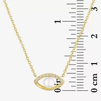 Diamond Addiction (G-H / Si2-I1) Womens Accent Lab Grown White Cultured Freshwater Pearl 14K Gold Over Silver Sterling Evil Eye 2-pc. Jewelry Set