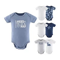 The Peanutshell Blue Camo Baby Boys Round Neck Short Sleeve 7-pc. Bodysuit