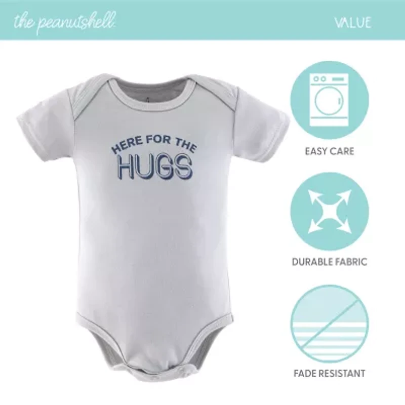 The Peanutshell Blue Camo Baby Boys Round Neck Short Sleeve 7-pc. Bodysuit