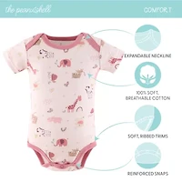 The Peanutshell Rainbow Safari Baby Girls Round Neck Short Sleeve 7-pc. Bodysuit