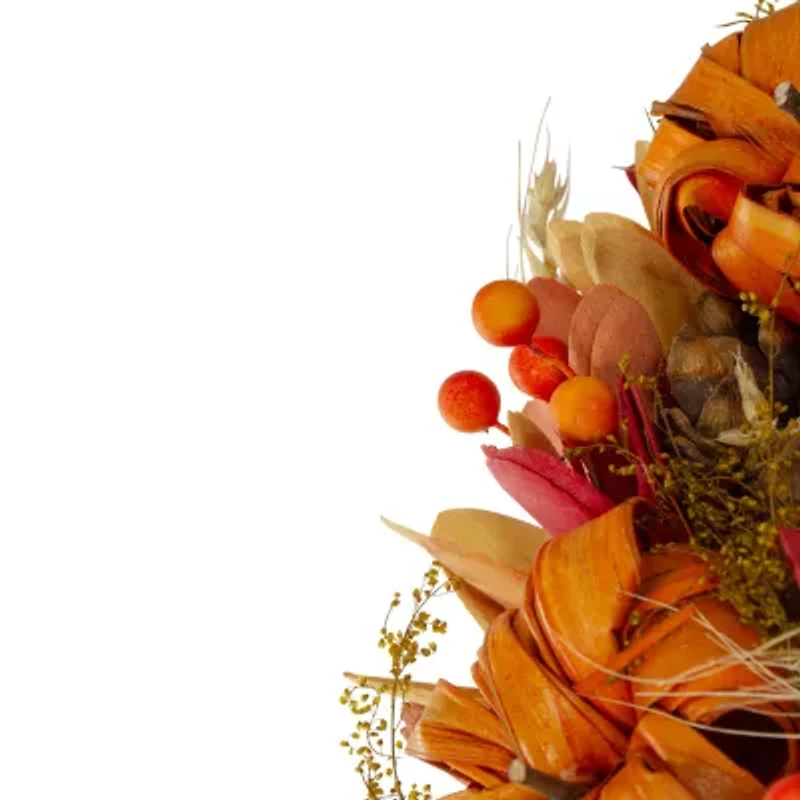 Northlight 13in Orange Pumpkins And Berries Autumn Harvest Wreath