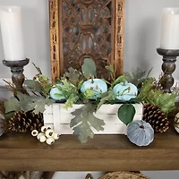 Northlight 18in Fall Harvest Foliage And Blue Pumpkins Planter