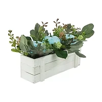 Northlight 18in Fall Harvest Foliage And Blue Pumpkins Planter