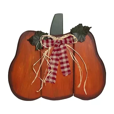 Northlight 10in Green And Orange Fall Harvest Wood Pumpkin Tabletop Decor