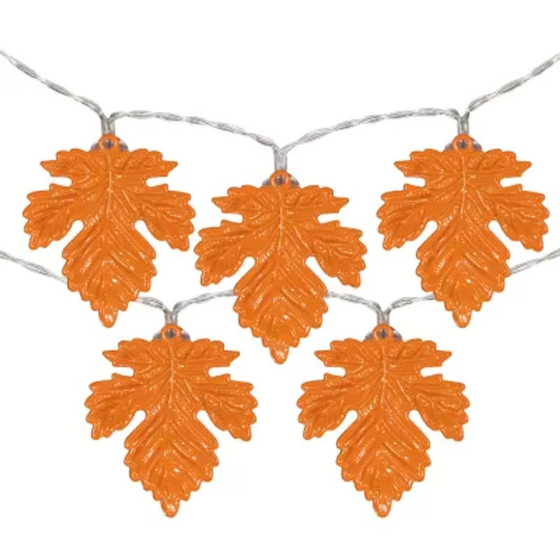 Northlight 10-Count 5.5ft Copper Wire Orange Led Fall Harvest Maple Leaf String Lights