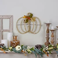 Northlight 16in Autumn Foliage And Rope Pumpkin Thanksgiving Wall Art Set