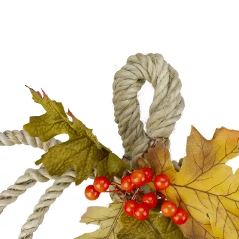 Northlight 16in Autumn Foliage And Rope Pumpkin Thanksgiving Wall Art Set