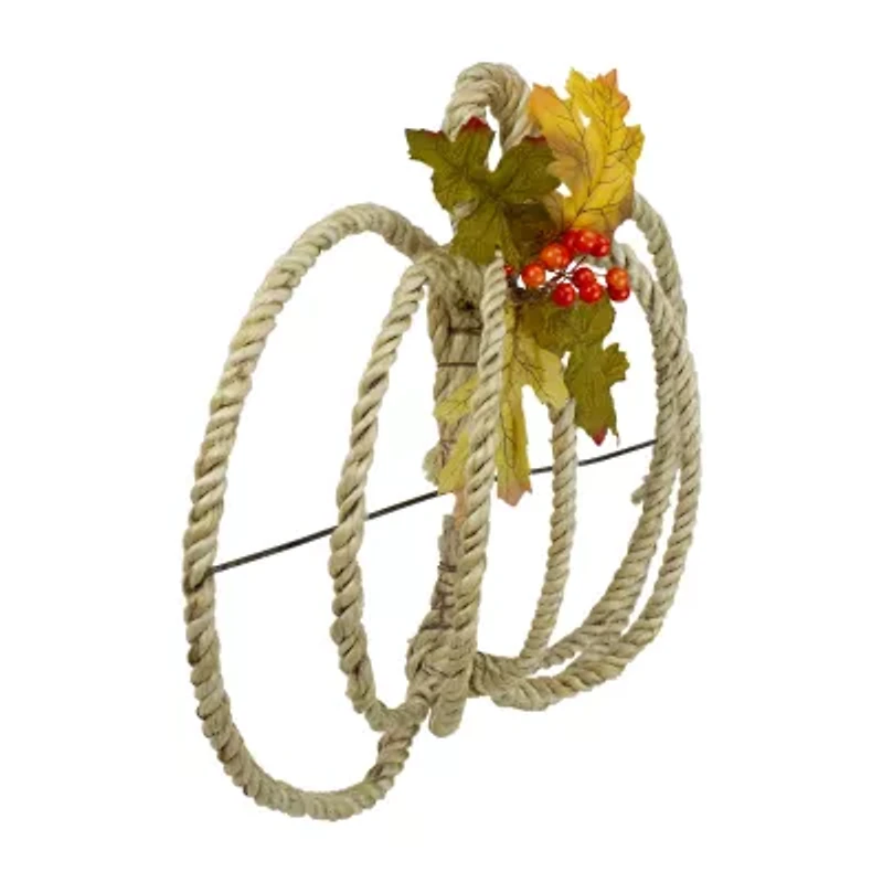 Northlight 16in Autumn Foliage And Rope Pumpkin Thanksgiving Wall Art Set