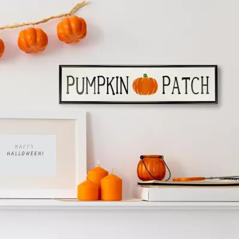 Northlight 31.5in Black And Orange Pumpkin Patch Autumn Metal Wall Art