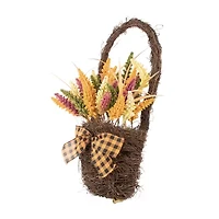 Northlight 22in Autumn Harvest Artificial Fall Foliage Wall Basket