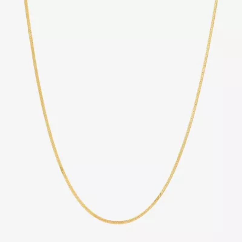 Made in Italy 14K Gold 16 - 18 Inch Solid Herringbone Chain Necklace