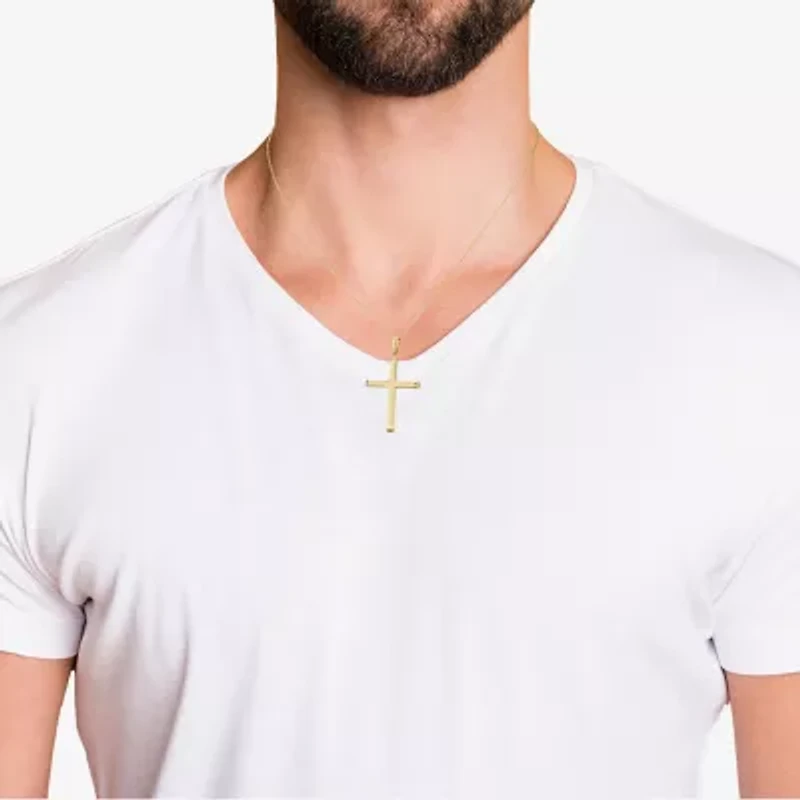 Mens 14K Gold Cross 22 Inch Pendant Necklace