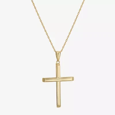 Mens 14K Gold Cross 22 Inch Pendant Necklace
