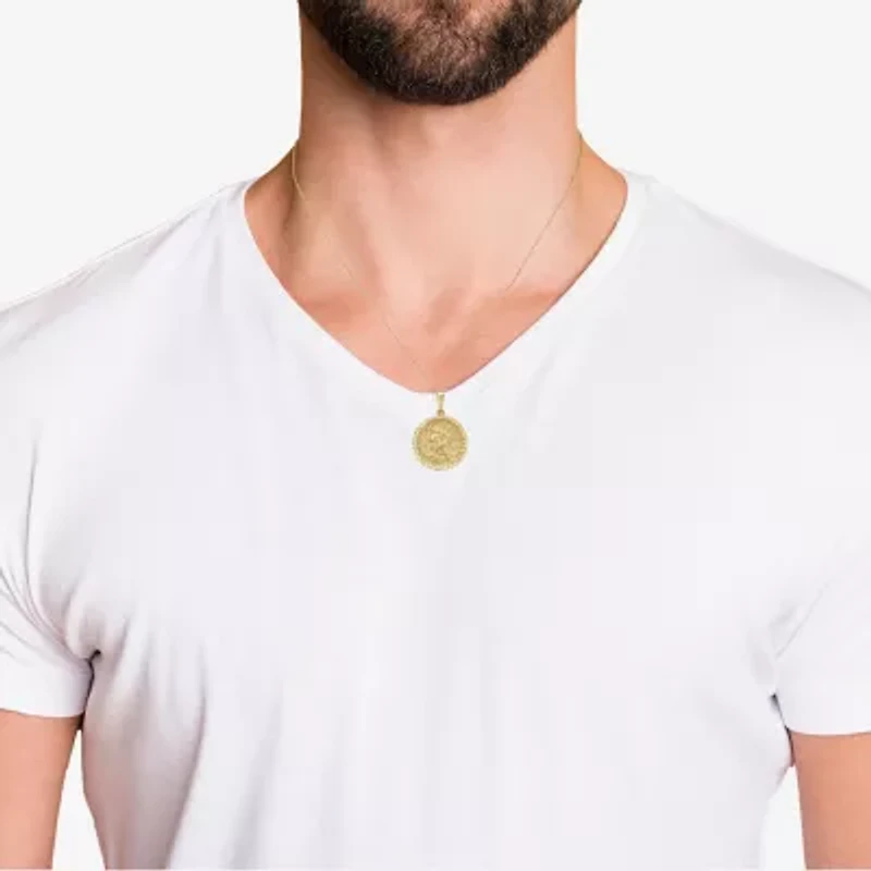 Saint Christopher Mens 14K Gold Round 22 Inch Pendant Necklace