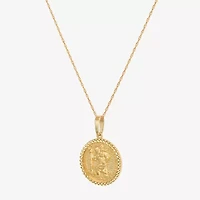Saint Christopher Mens 14K Gold Round 22 Inch Pendant Necklace