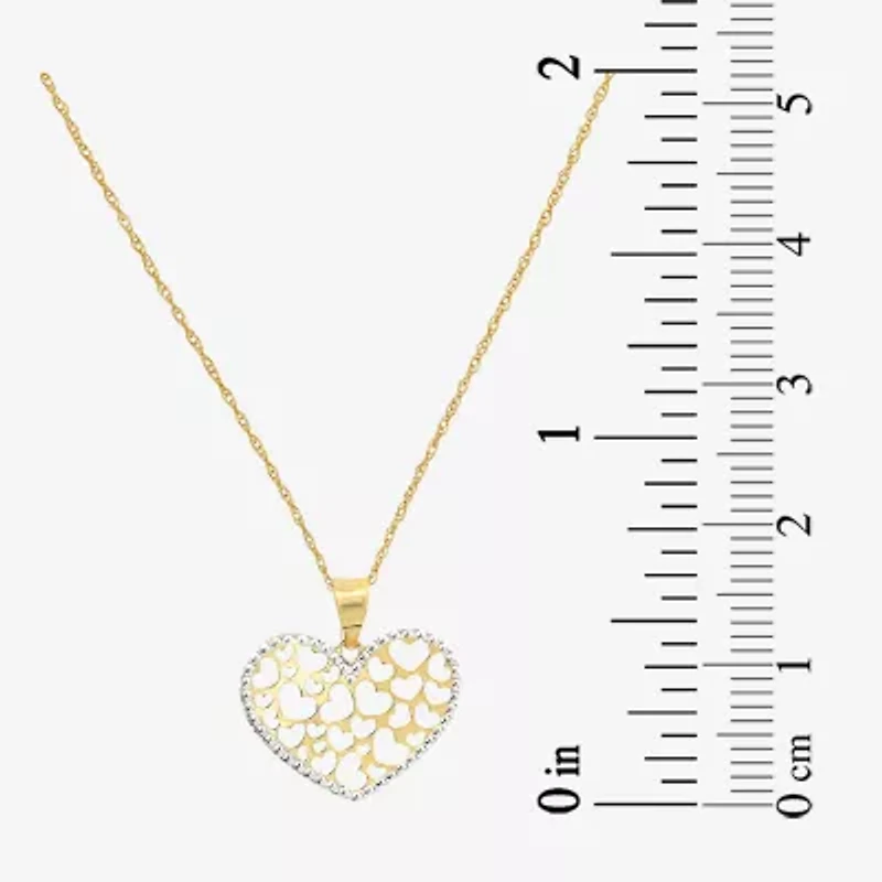 Made in Italy Womens 14K Two Tone Gold Heart 18 Inch Pendant Necklace