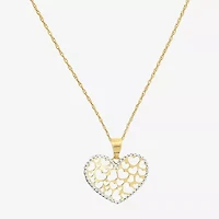 Made in Italy Womens 14K Two Tone Gold Heart 18 Inch Pendant Necklace