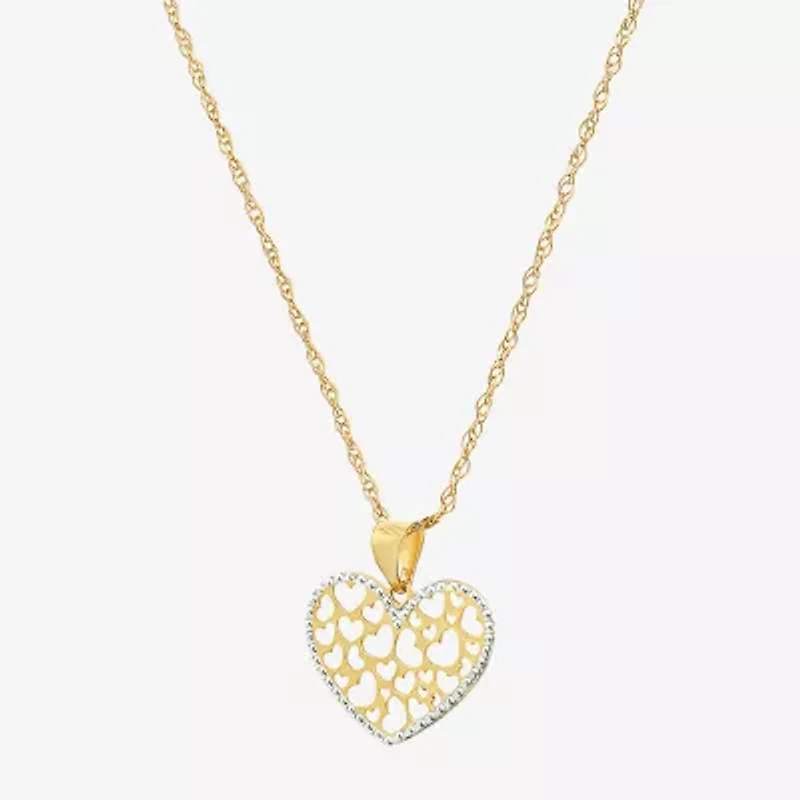 Made in Italy Womens 14K Two Tone Gold Heart 18 Inch Pendant Necklace