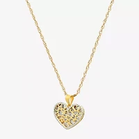 Made in Italy Womens 14K Gold Heart 18 Inch Pendant Necklace
