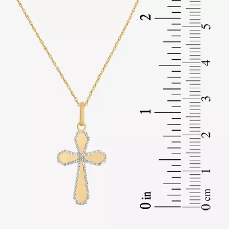 Made in Italy Womens 14K Two Tone Gold Cross 18 Inch Pendant Necklace