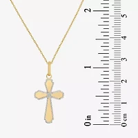 Made in Italy Womens 14K Two Tone Gold Cross 18 Inch Pendant Necklace