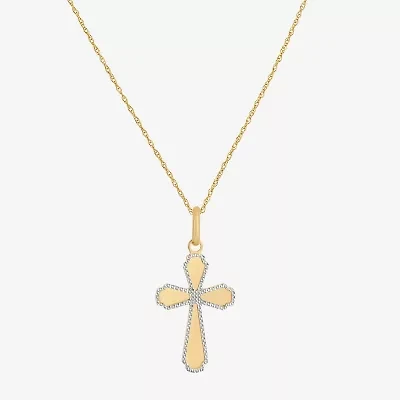 Made in Italy Womens 14K Two Tone Gold Cross 18 Inch Pendant Necklace