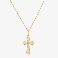 Made in Italy Womens 14K Two Tone Gold Cross 18 Inch Pendant Necklace