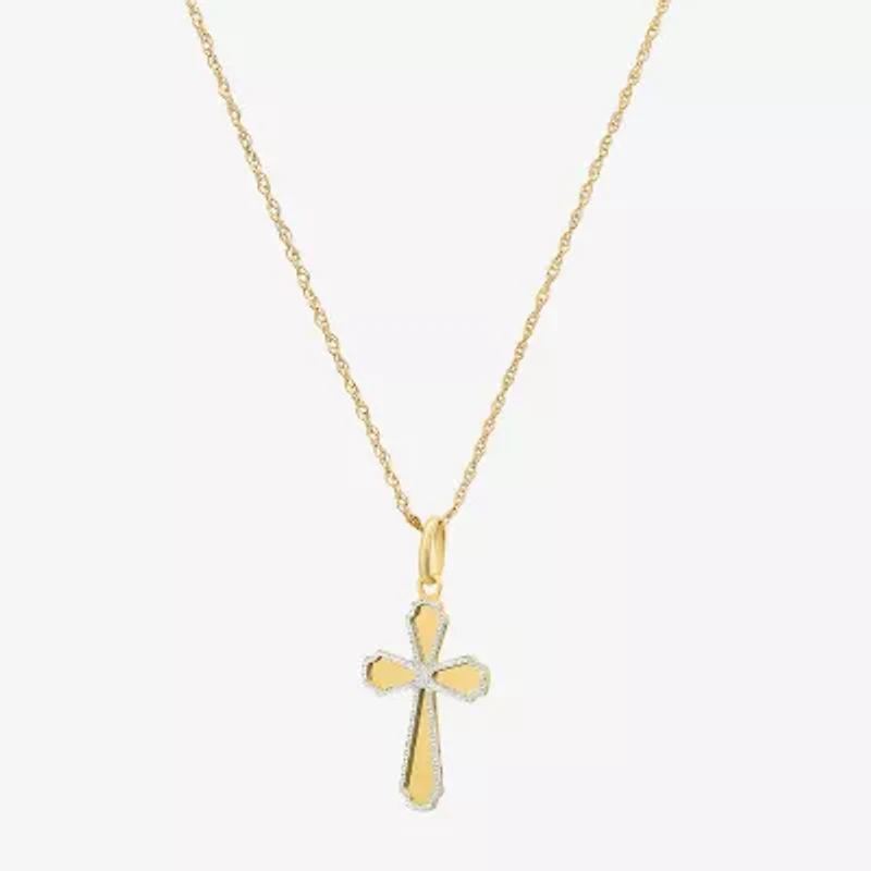 Made in Italy Womens 14K Two Tone Gold Cross 18 Inch Pendant Necklace