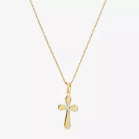 Made in Italy Womens 14K Two Tone Gold Cross 18 Inch Pendant Necklace