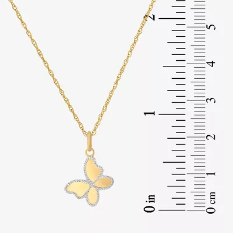 Made in Italy Womens 14K Gold Butterfly 18 Inch Pendant Necklace