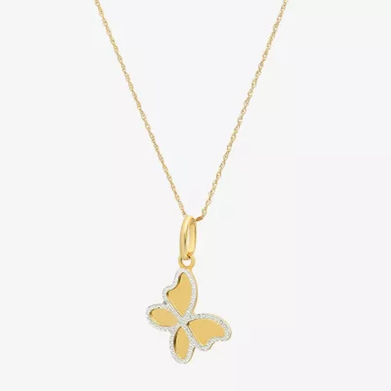 Made in Italy Womens 14K Gold Butterfly 18 Inch Pendant Necklace