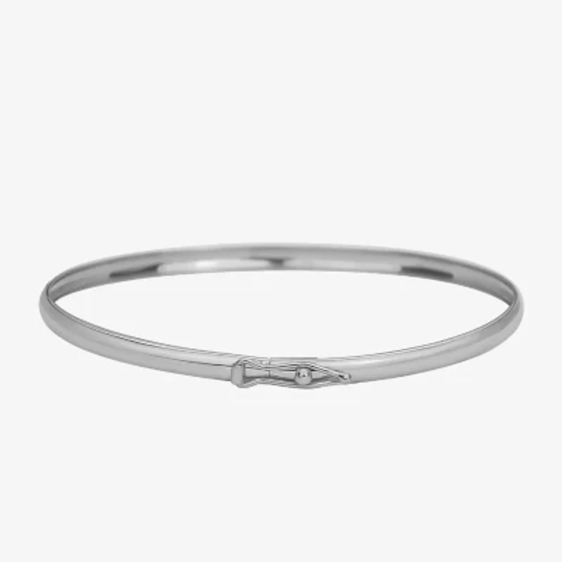 Girls 14K White Gold Round Bangle Bracelet