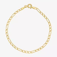 Girls 14K Gold 6 Inch Hollow Figaro Round Chain Bracelet