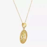 Saint Christopher Girls 14K Gold Oval 13 Inch Pendant Necklace