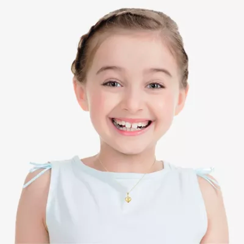 Girls 14K Gold Heart 13 Inch Pendant Necklace