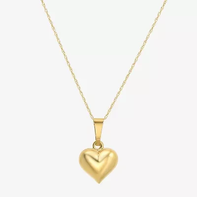 Girls 14K Gold Heart 13 Inch Pendant Necklace
