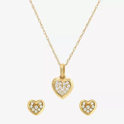 Girls Cubic Zirconia 14K Gold Heart 2-pc. Jewelry Set