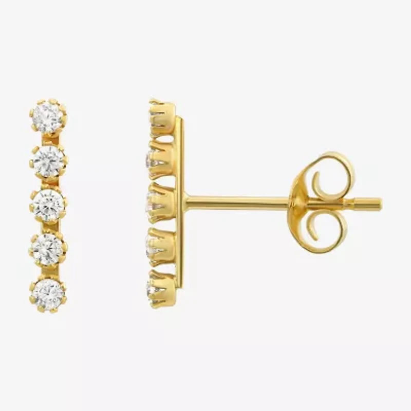 Cubic Zirconia 14K Gold 9mm Stud Earrings