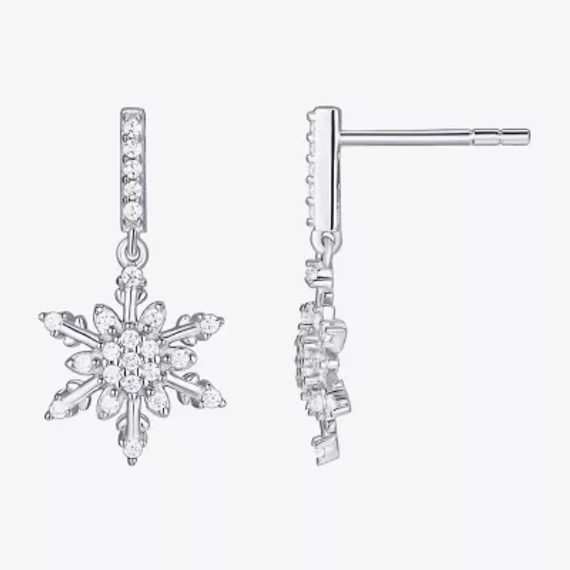 1928 Womens Cubic Zirconia Sterling Silver Snowflake 2-pc. Jewelry Set