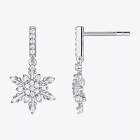1928 Womens Cubic Zirconia Sterling Silver Snowflake 2-pc. Jewelry Set