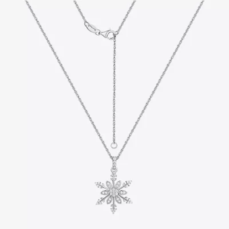1928 Womens Cubic Zirconia Sterling Silver Snowflake 2-pc. Jewelry Set