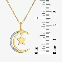 Diamond Accent (G-H / Si2-I1) Womens Lab Grown White 14K Gold Over Silver Sterling Moon 18 Inch Pendant Necklace