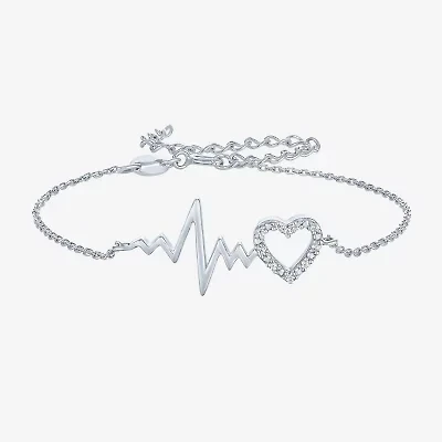 Diamond Accent (G-H / Si2-I1) Womens Sterling Silver 8 Inch Cable Chain Bracelet