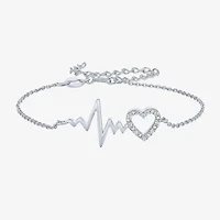 Diamond Accent (G-H / Si2-I1) Womens Sterling Silver 8 Inch Cable Chain Bracelet