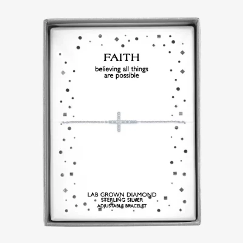 Diamond Accent (G-H / Si2-I1) Womens Sterling Silver 18 Inch Cable Cross Chain Bracelet