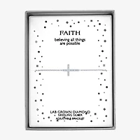 Diamond Accent (G-H / Si2-I1) Womens Sterling Silver 18 Inch Cable Cross Chain Bracelet