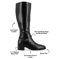 Journee Collection Womens Rhianah Stacked Heel Dress Boots