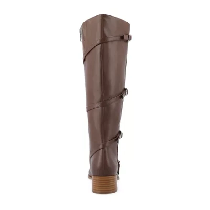 Journee Collection Womens Elettra Stacked Heel Riding Boots