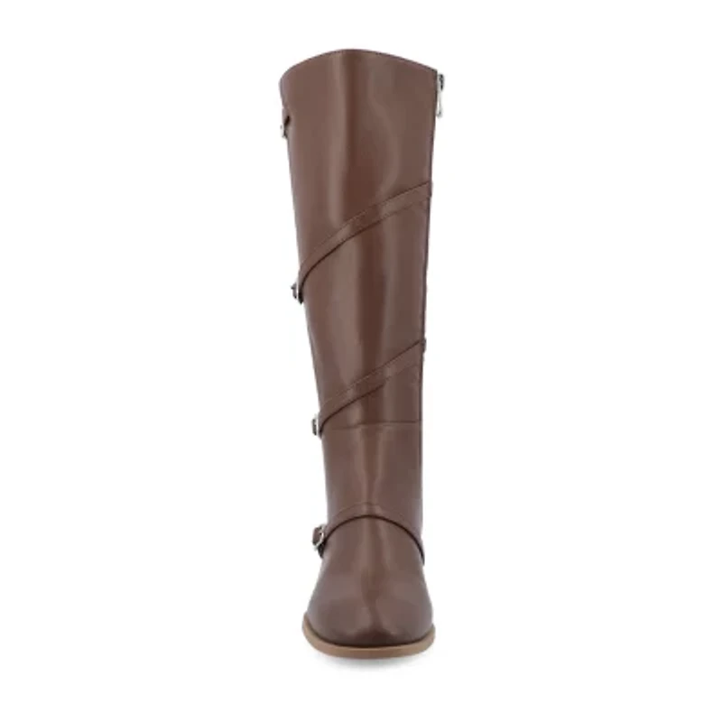 Journee Collection Womens Elettra Stacked Heel Riding Boots